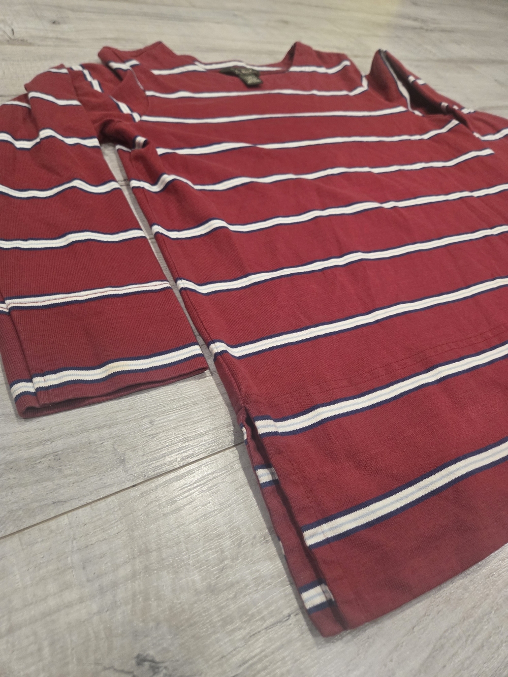 L.L. Bean Red Long-Sleeve Striped Tee with White & Navy Bands - Picture 3 of 6